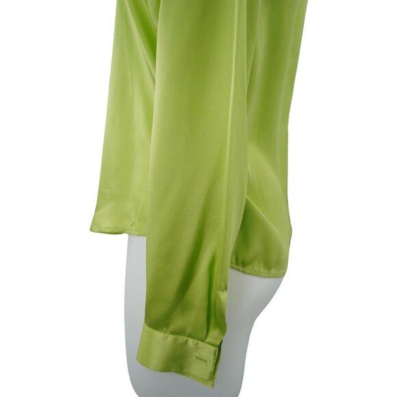 Vintage Patrick Christopher Chartreuse Green Silk Button Down Size 8 - Picture 5 of 6